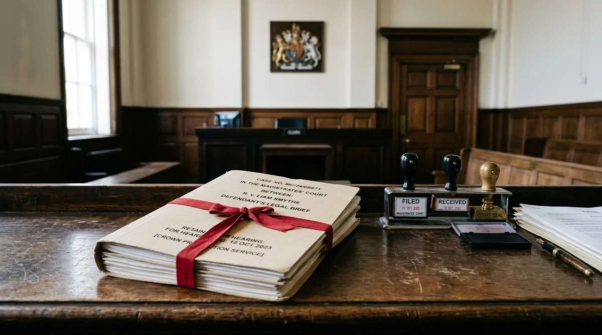 Legal brief docket with red ribbon and court seals